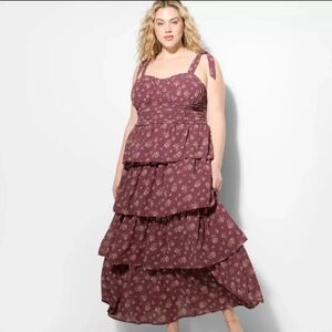 NWT Purple Floral A-line Maxi Dress Size 3X
